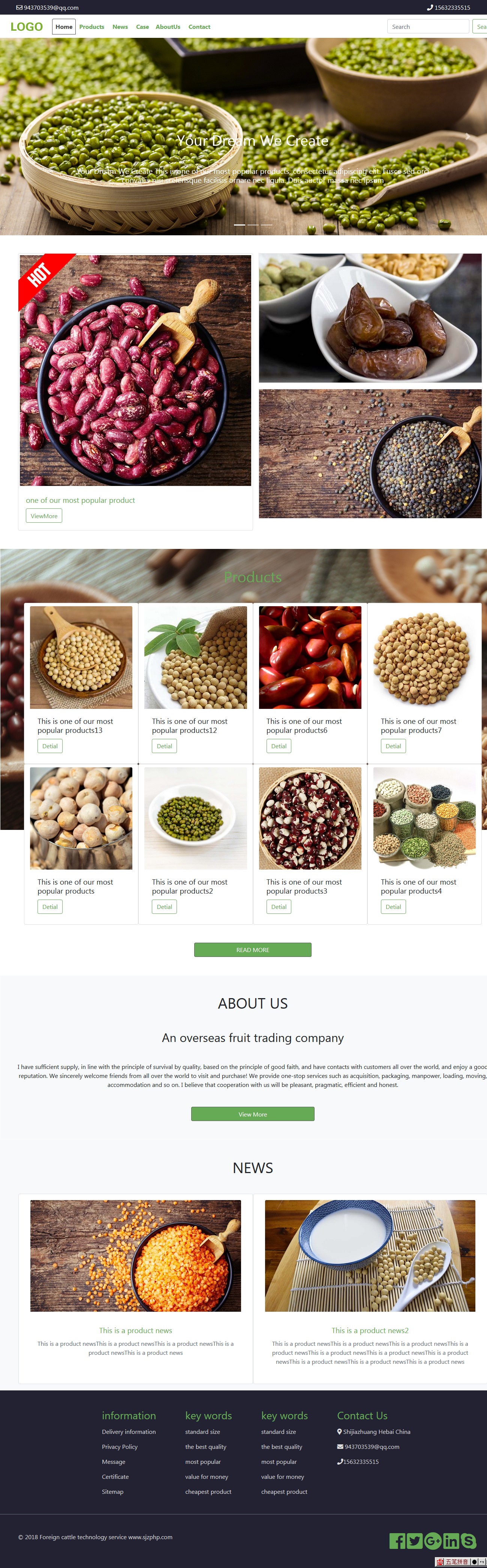 大豆食品外贸网站模板